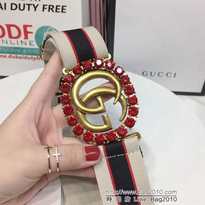 GUCCI古馳 專櫃水貨 4.0Cm織帶 年輕時尚 百搭款腰帶  xfp1051